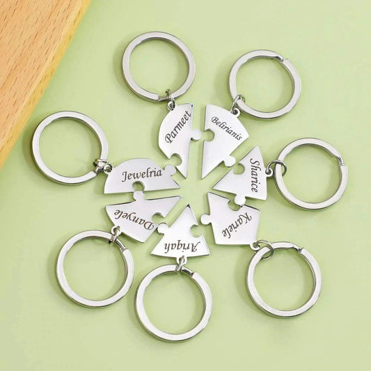 Familienpuzzle™ – Personalisierte Herz-Puzzle-Schlüsselanhänger